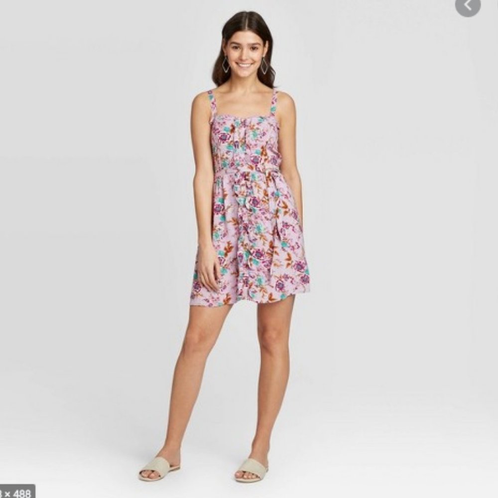 Small Xhilaration floral button front mini